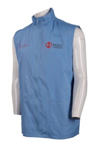 V178 訂製藍色企領背心外套 醫院 醫護義工背心外套供應商
